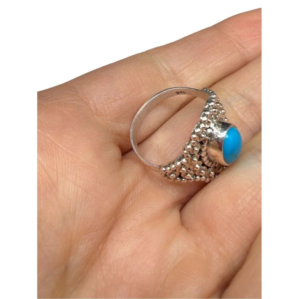 Kingman Turquoise Ring Size 6 Solid 925 Sterling Silver